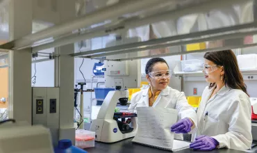 Two female scientist working in lab Two female scientist working in lab