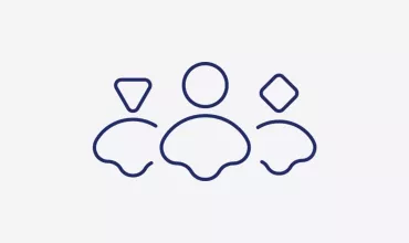 Blue outline icon representing diversity