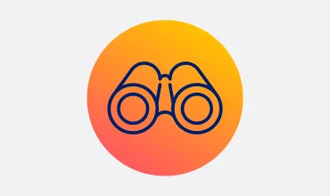 Orange gradient icon representing binoculars