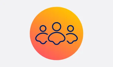 Orange gradient icon of a group