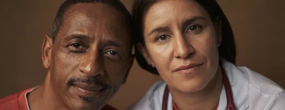 Portrait of a patient and a healthcare professional Portrait of a patient and a healthcare professional