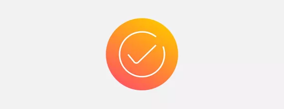 Orange gradient icon of a check mark
