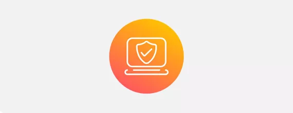 Orange gradient icon of a computer