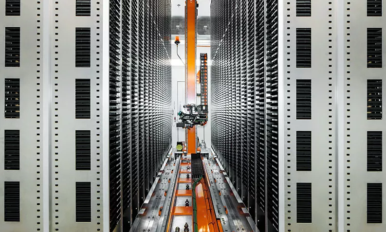 A robot manoeuvers through the chemical library at Novartis headquarters in Basel. A robot manoeuvers through the chemical library at Novartis headquarters in Basel.