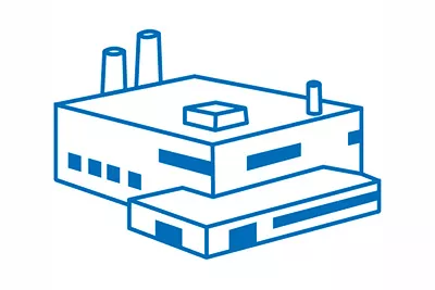 Blue building icon