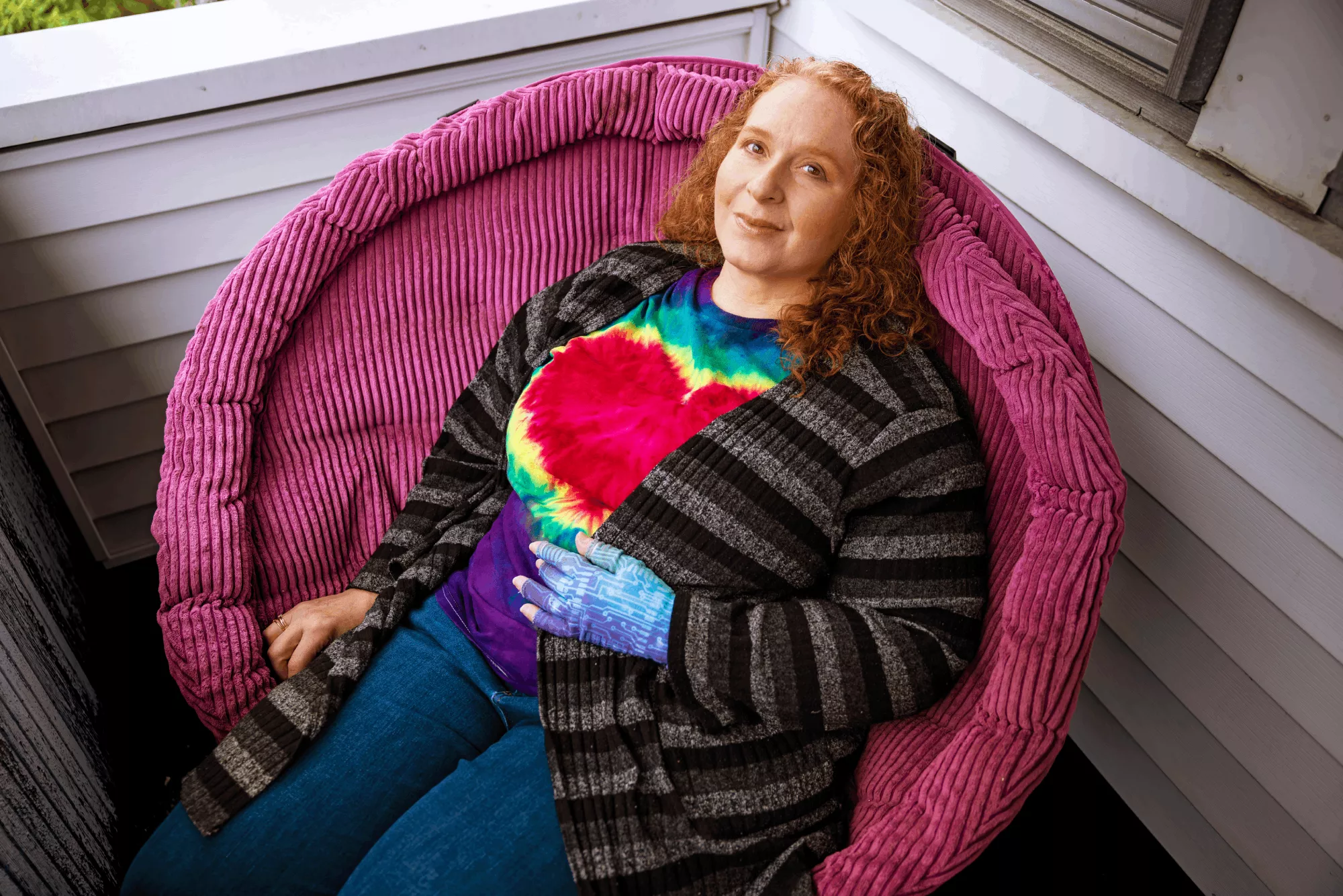 Laurie at home on her porch Laurie at home on her porch
