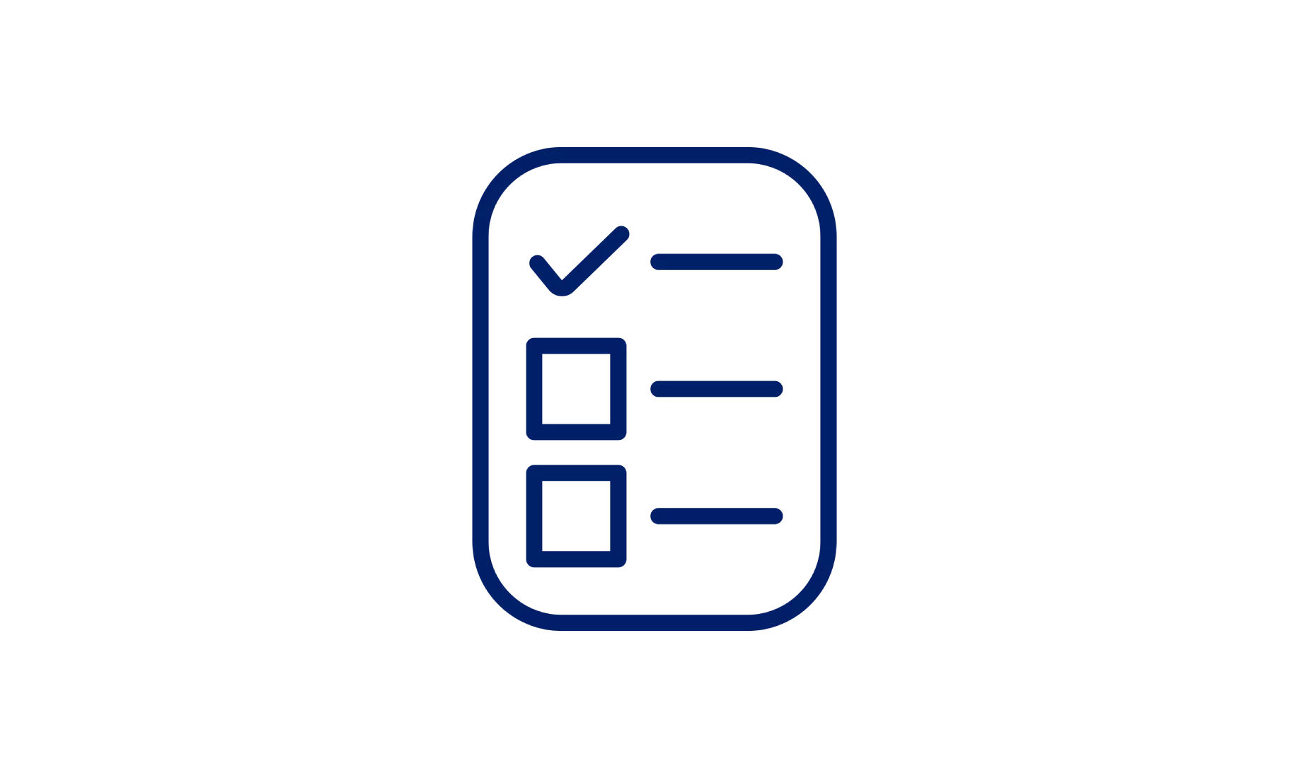 Blue outline checklist icon