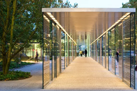 Novartis Campus in Basel, Switzerland Walkway at the entrance of the Novartis Campus in Basel, Switzerland