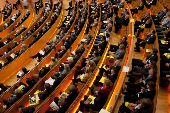 Large crowd in an auditorium on Basel campus