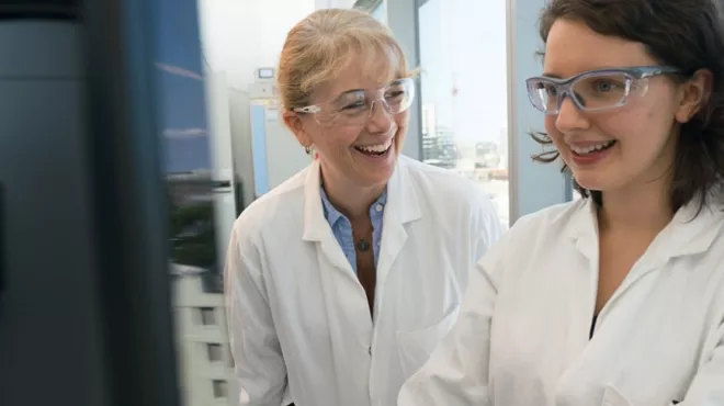 Marjorie Eiref (left) and Beata Henry getting the job done