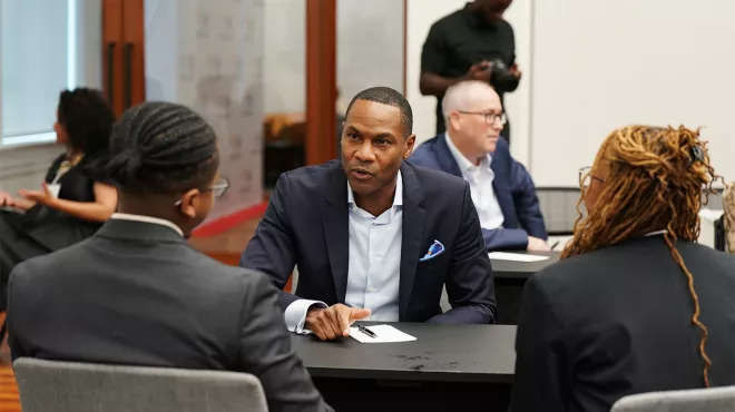 Portrait of Marion Brooks discussing during the Beacon of Hope event