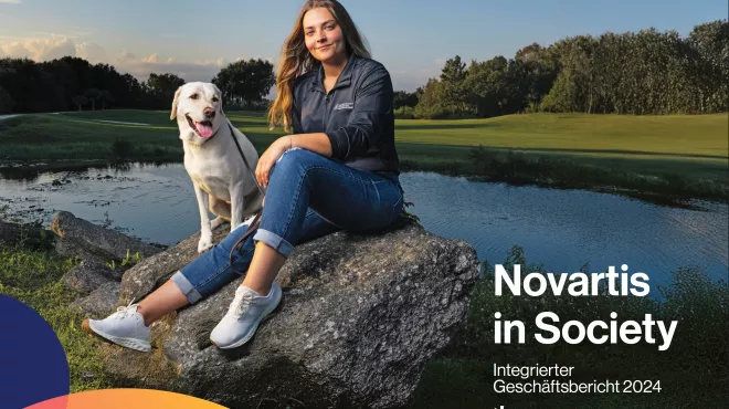 Cover of the NiS report 2024 with Kate Kostelyk, IgA nephropathy (IgAN) patient, and her labrador Dakoda in Mims, Florida